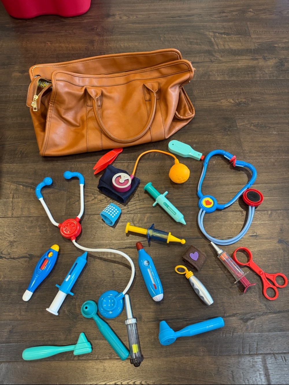 Kids Pretend Play Medical Set with Brown Carry Bag